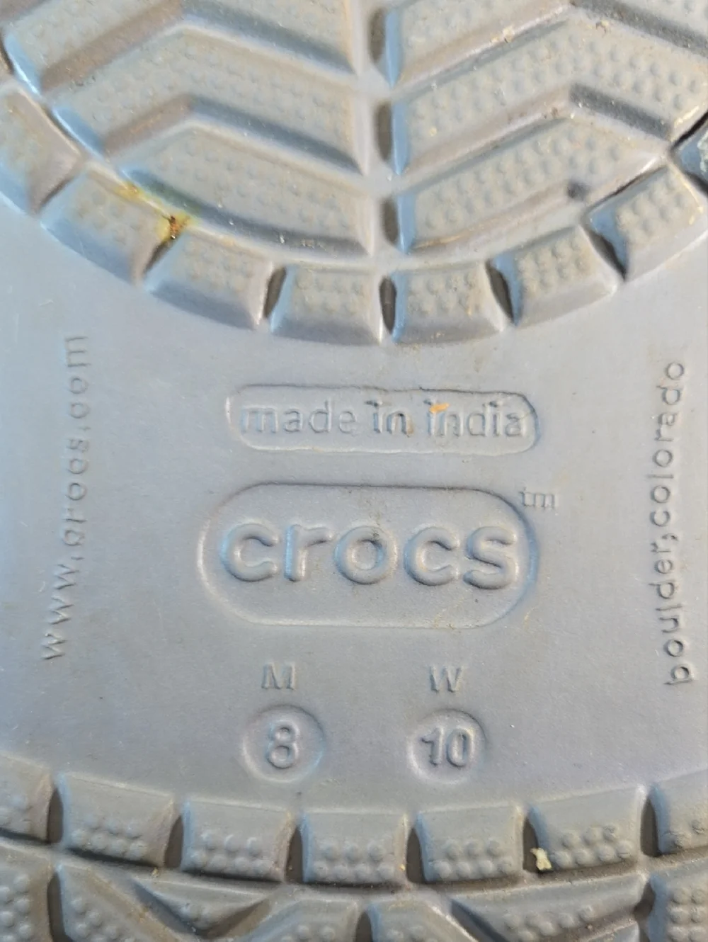 CROCS Men's Gray Slip-On Clog with Blue Accent